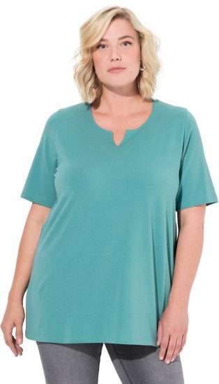 Ulla Popken Essential Notch Neck Stretch Tee Pale Green - T-shirt - 