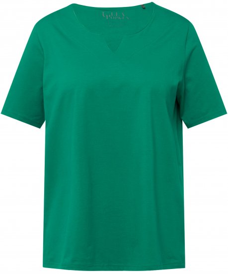 Ulla Popken Essential Notch Neck Stretch Tee Emerald Green - T-shirt - 