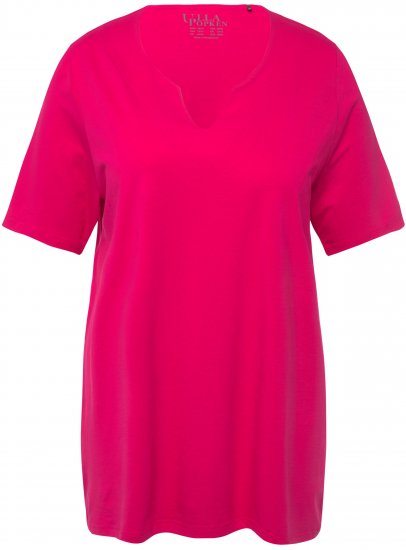 Ulla Popken Essential Notch Neck Stretch Tee Magenta Pink - T-shirt - 