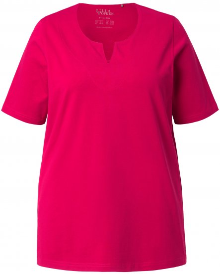 Ulla Popken Essential Notch Neck Stretch Tee Dark Raspberry - T-shirt - 