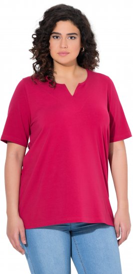 Ulla Popken Essential Notch Neck Stretch Tee Dark Raspberry - T-shirt - 