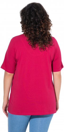 Ulla Popken Essential Notch Neck Stretch Tee Dark Raspberry - T-shirt - 