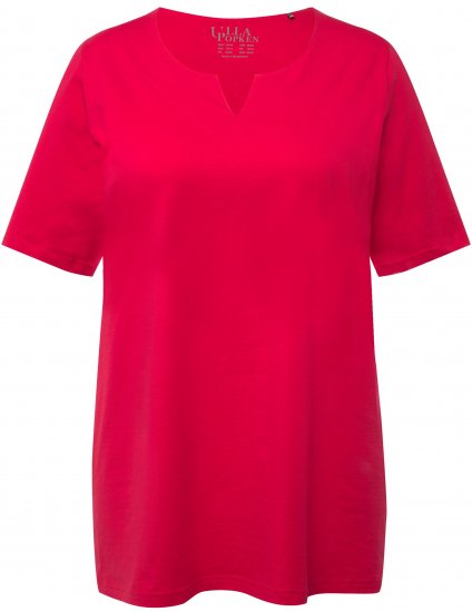 Ulla Popken Essential Notch Neck Stretch Tee Red - T-shirt - 