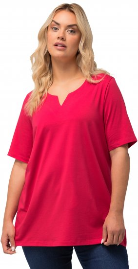 Ulla Popken Essential Notch Neck Stretch Tee Red - T-shirt - 