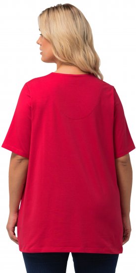 Ulla Popken Essential Notch Neck Stretch Tee Red - T-shirt - 