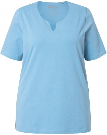 Ulla Popken Essential Notch Neck Stretch Tee Light Teal - T-shirt - 
