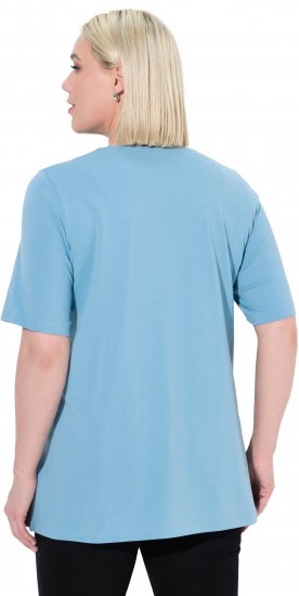 Ulla Popken Essential Notch Neck Stretch Tee Light Teal - T-shirt - 