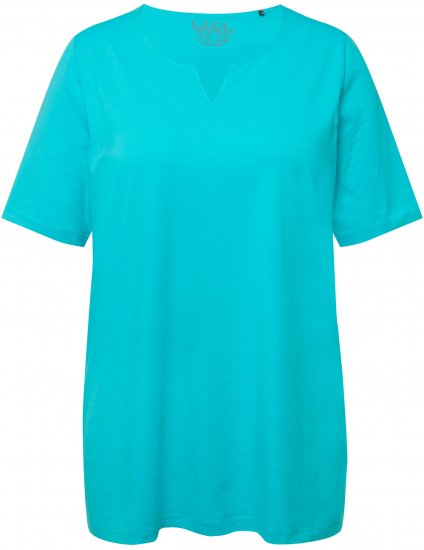 Ulla Popken Essential Notch Neck Stretch Tee Deep Aqua - T-shirt - 