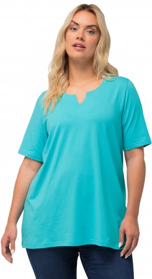 Ulla Popken Essential Notch Neck Stretch Tee Deep Aqua - T-shirt - 