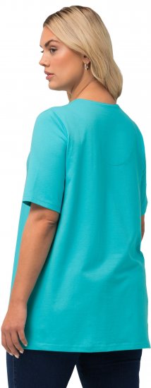 Ulla Popken Essential Notch Neck Stretch Tee Deep Aqua - T-shirt - 