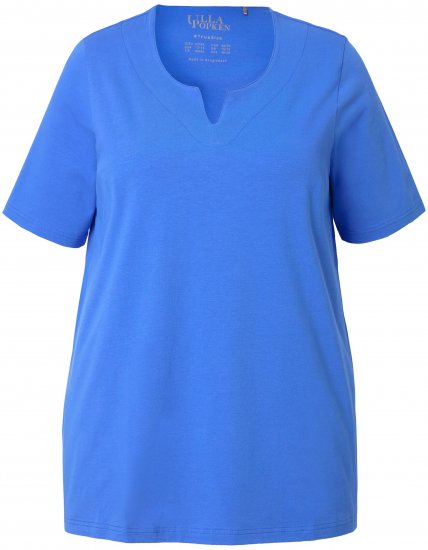 Ulla Popken Essential Notch Neck Stretch Tee Peacock Blue - T-shirt - 