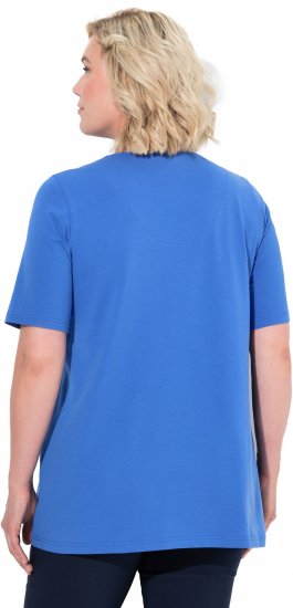Ulla Popken Essential Notch Neck Stretch Tee Peacock Blue - T-shirt - 