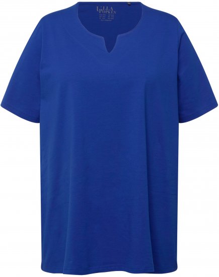 Ulla Popken Essential Notch Neck Stretch Tee Cobalt Blue - T-shirt - 