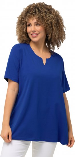 Ulla Popken Essential Notch Neck Stretch Tee Cobalt Blue - T-shirt - 
