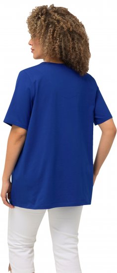 Ulla Popken Essential Notch Neck Stretch Tee Cobalt Blue - T-shirt - 