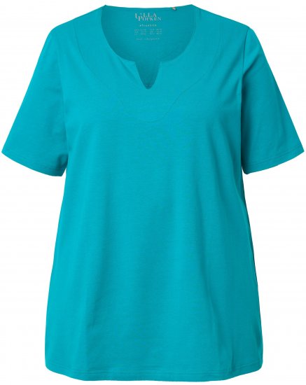 Ulla Popken Essential Notch Neck Stretch Tee Teal - T-shirt - 