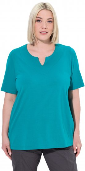 Ulla Popken Essential Notch Neck Stretch Tee Teal - T-shirt - 