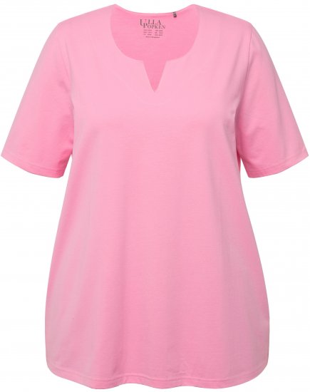 Ulla Popken Essential Notch Neck Stretch Tee Light Pink - T-shirt - 