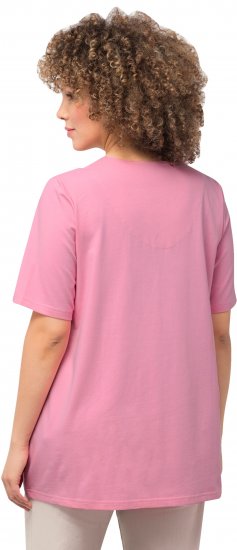 Ulla Popken Essential Notch Neck Stretch Tee Light Pink - T-shirt - 