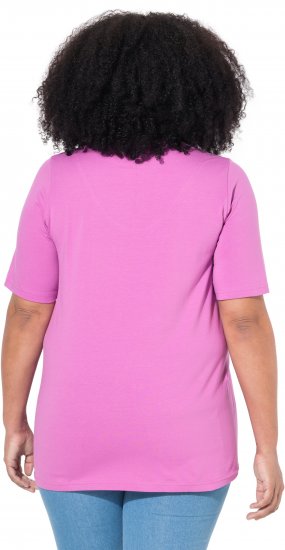 Ulla Popken Essential Notch Neck Stretch Tee Cool Pink - Ulla Popken - 
