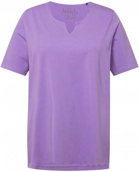 Ulla Popken Essential Notch Neck Stretch Tee Pale Lilac - T-shirt - 