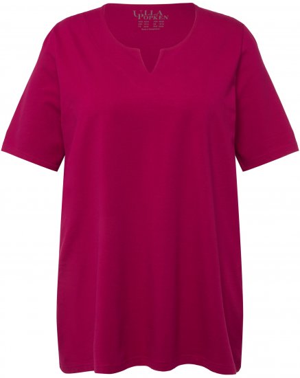Ulla Popken Essential Notch Neck Stretch Tee Magnolia Red - T-shirt - 