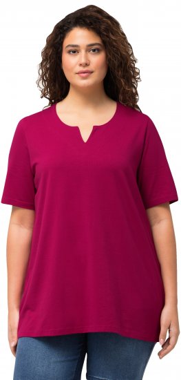 Ulla Popken Essential Notch Neck Stretch Tee Magnolia Red - T-shirt - 