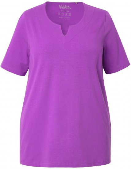 Ulla Popken Essential Notch Neck Stretch Tee Purple - T-shirt - 