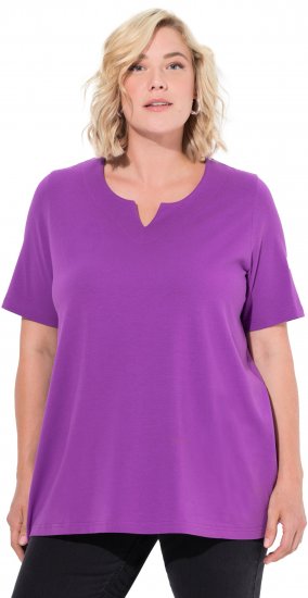 Ulla Popken Essential Notch Neck Stretch Tee Purple - T-shirt - 