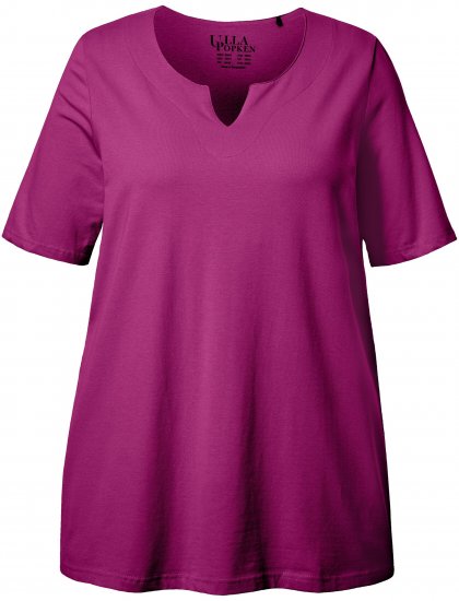 Ulla Popken Essential Notch Neck Stretch Tee Berry - T-shirt - 