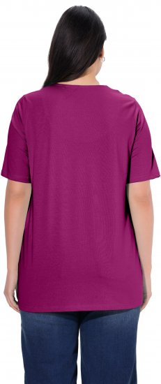 Ulla Popken Essential Notch Neck Stretch Tee Berry - T-shirt - 