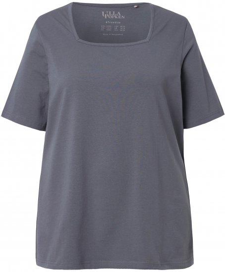 Ulla Popken Essential Square Neck Stretch Tee Graphite Grey - T-shirt - 