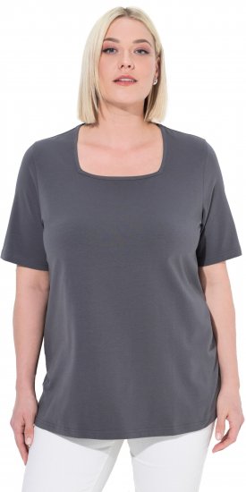 Ulla Popken Essential Square Neck Stretch Tee Graphite Grey - T-shirt - 