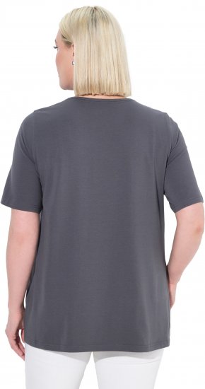 Ulla Popken Essential Square Neck Stretch Tee Graphite Grey - T-shirt - 