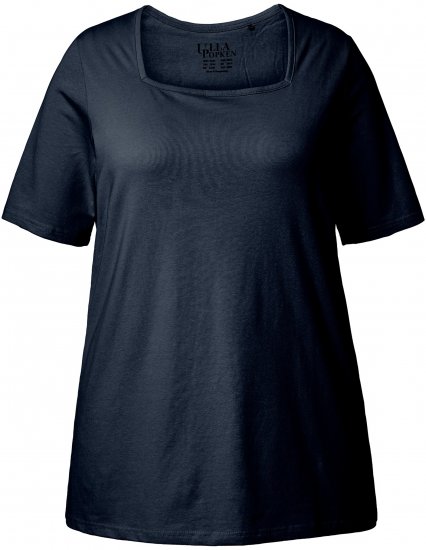 Ulla Popken Essential Square Neck Stretch Tee Navy Blue - T-shirt - 
