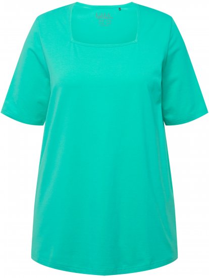 Ulla Popken Essential Square Neck Stretch Tee Turquoise Green - T-shirt - 