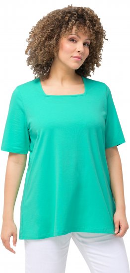 Ulla Popken Essential Square Neck Stretch Tee Turquoise Green - T-shirt - 