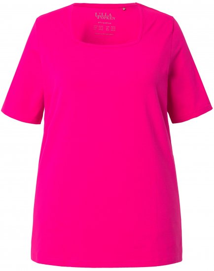 Ulla Popken Essential Square Neck Stretch Tee Magenta Pink - T-shirt - 