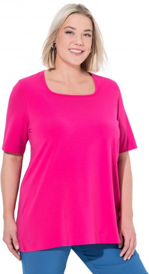 Ulla Popken Essential Square Neck Stretch Tee Magenta Pink - T-shirt - 