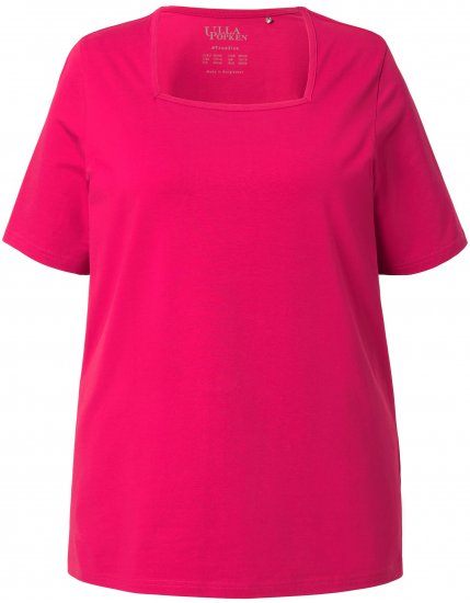 Ulla Popken Essential Square Neck Stretch Tee Dark Raspberry - T-shirt - 