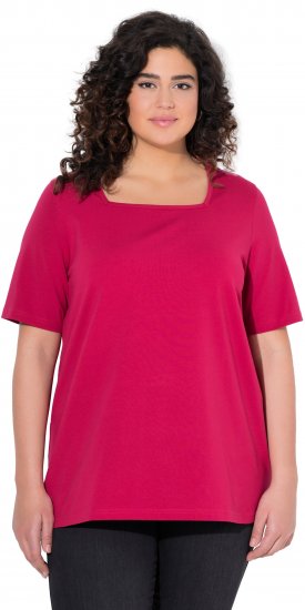 Ulla Popken Essential Square Neck Stretch Tee Dark Raspberry - T-shirt - 