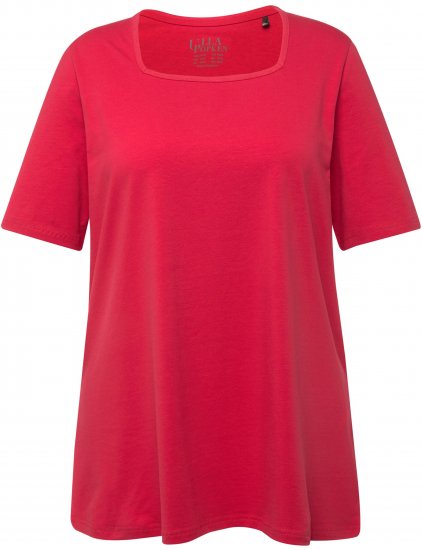 Ulla Popken Essential Square Neck Stretch Tee Dark Pink - T-shirt - 