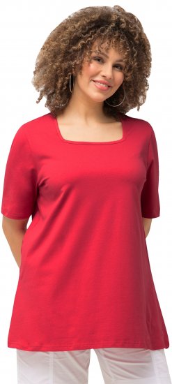 Ulla Popken Essential Square Neck Stretch Tee Dark Pink - T-shirt - 