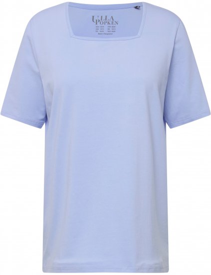 Ulla Popken Essential Square Neck Stretch Tee Sky Blue - T-shirt - T-shirt da donna taglie comode
