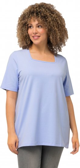 Ulla Popken Essential Square Neck Stretch Tee Sky Blue - T-shirt - T-shirt da donna taglie comode