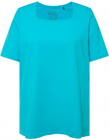 Ulla Popken Essential Square Neck Stretch Tee Deep Aqua - T-shirt - 