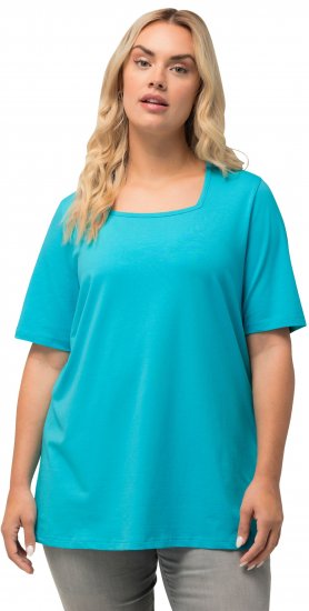 Ulla Popken Essential Square Neck Stretch Tee Deep Aqua - T-shirt - 