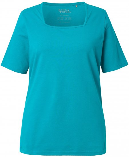 Ulla Popken Essential Square Neck Stretch Tee Teal - T-shirt - 