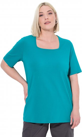 Ulla Popken Essential Square Neck Stretch Tee Teal - T-shirt - 