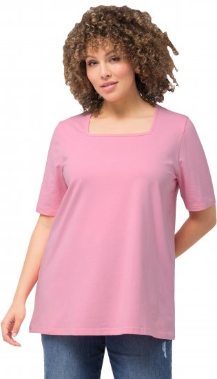 Ulla Popken Essential Square Neck Stretch Tee Light Pink - T-shirt - 